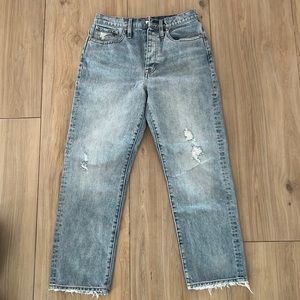 Point Sur J.Crew Womens Light Wash Distressed Straight Leg Jeans Button Fly 26